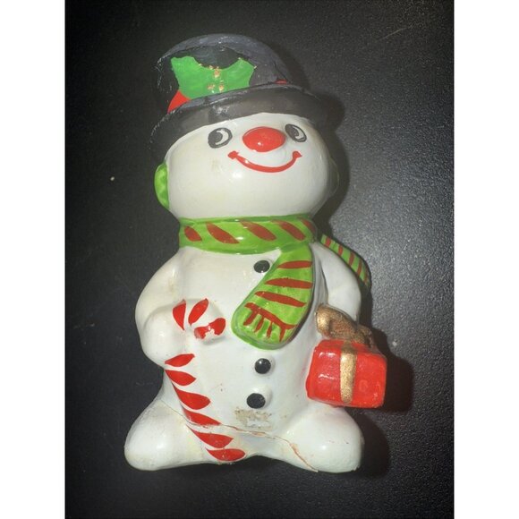 Vintage Snowman Salt and Pepper Shaker (1) Telco GLUED CRACKED BOTTOM BROKE HAT - Picture 13 of 14